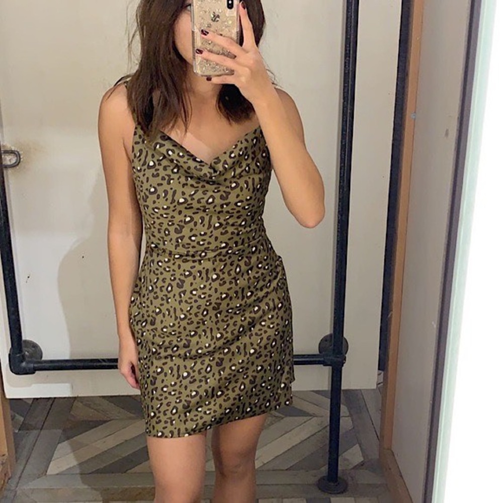 Urban outfitters Cowl Neck Leopard Mini Dress